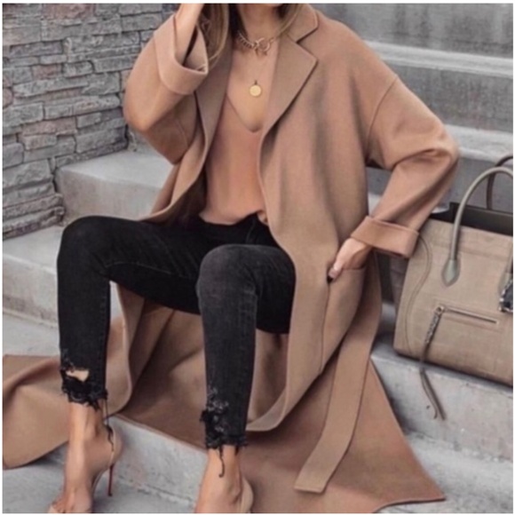 ZARA WRAP TIE WOOL COAT - Picture 4 of 16